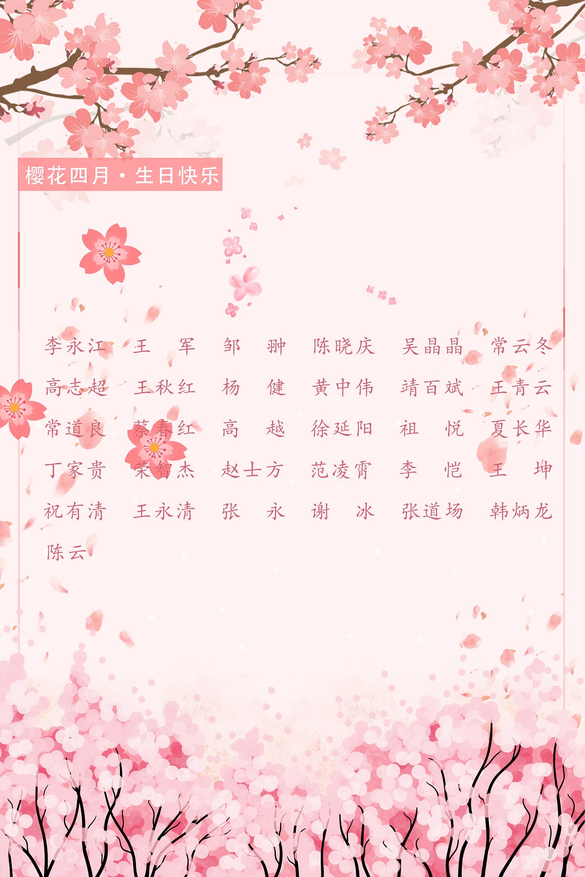 【生日祝?！抗ё?4月生日的員工生日快樂(lè)！